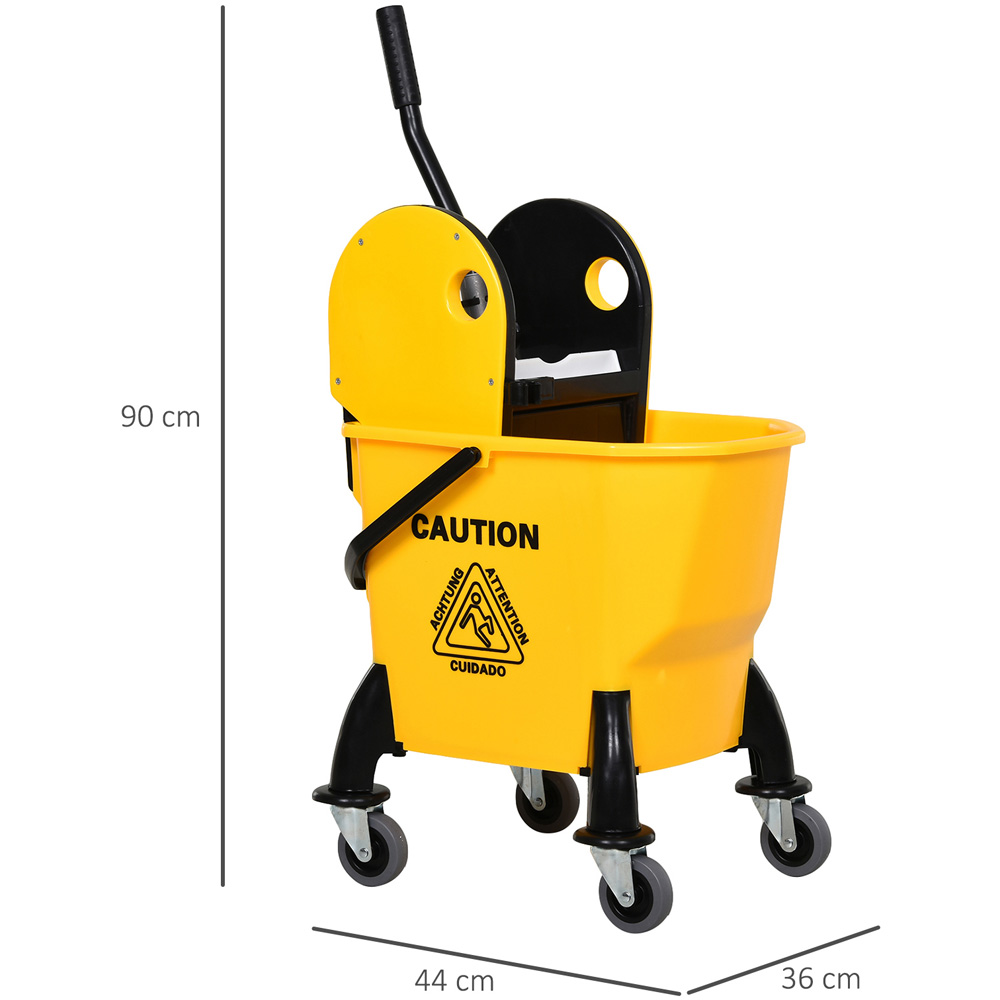 HOMCOM Yellow Mop Bucket and Water Wringer 26L Image 7