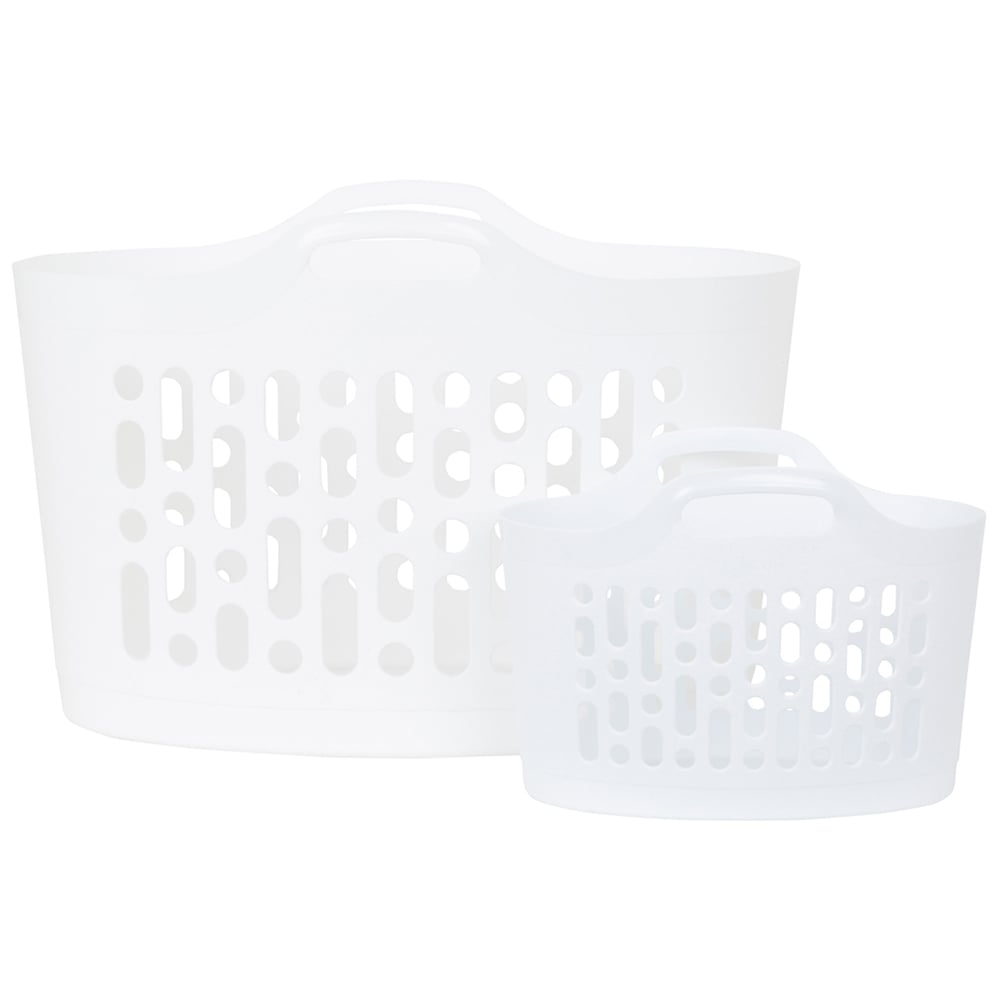 Wham 2 Piece Plastic Flexi Basket Set (8L/50L) Ice White Image 1