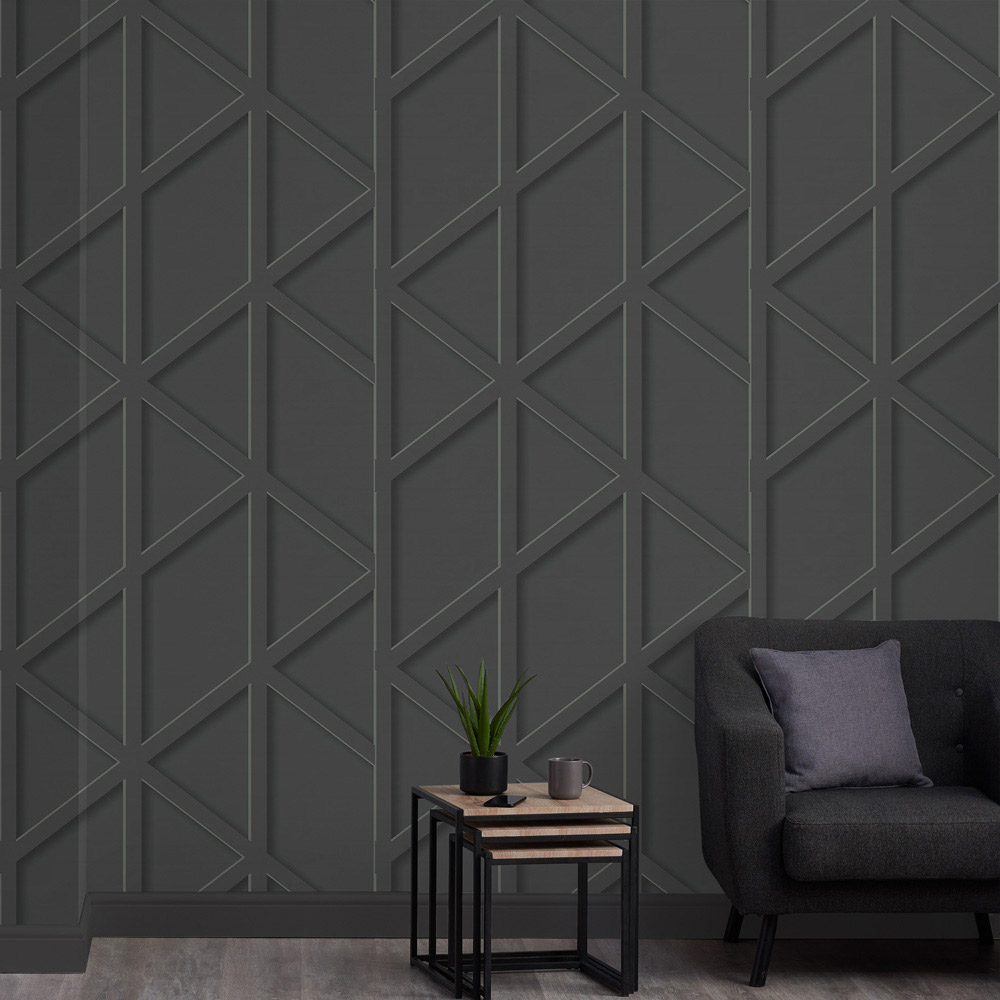 Fresco Panel Trellis Grey Wallpaper Image 3