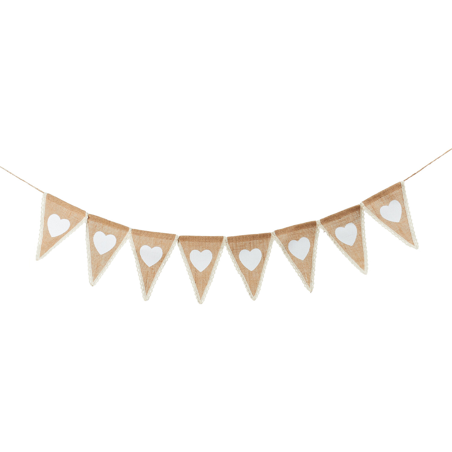 Hessian & Lace Heart Bunting - Natural Image 1