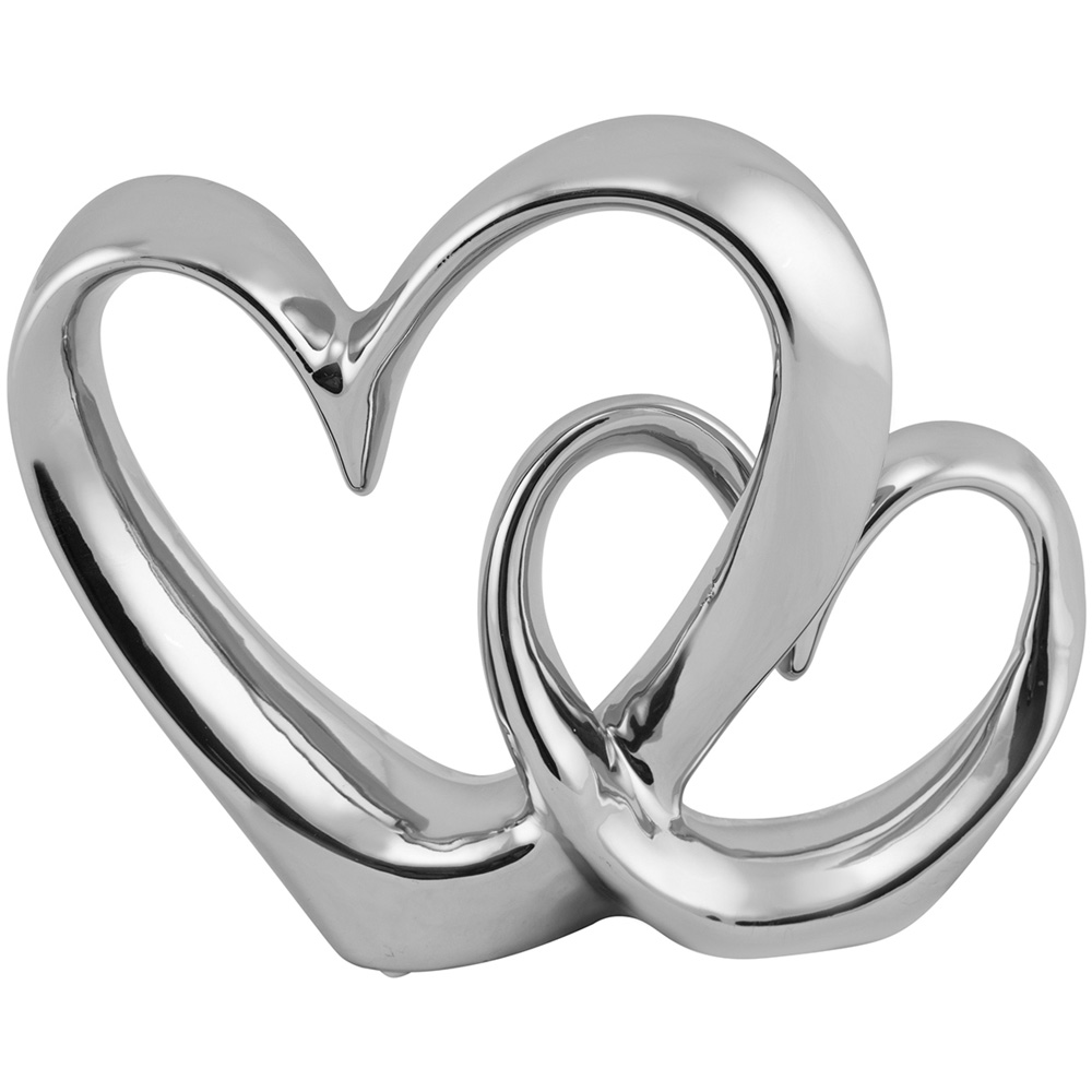Silver Chrome Double Heart Ornament Image