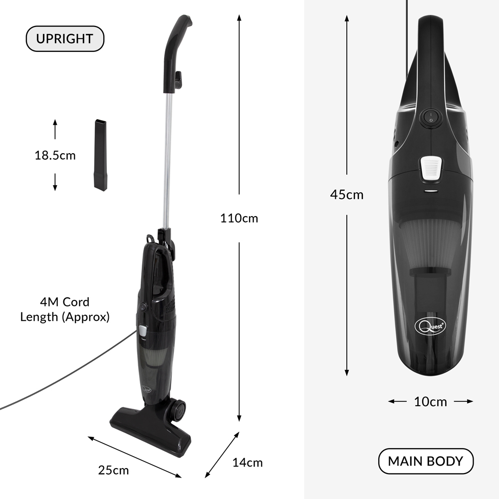 Quest Black 2 in 1 Upright and Handheld Vacuum Cleaner Image 9
