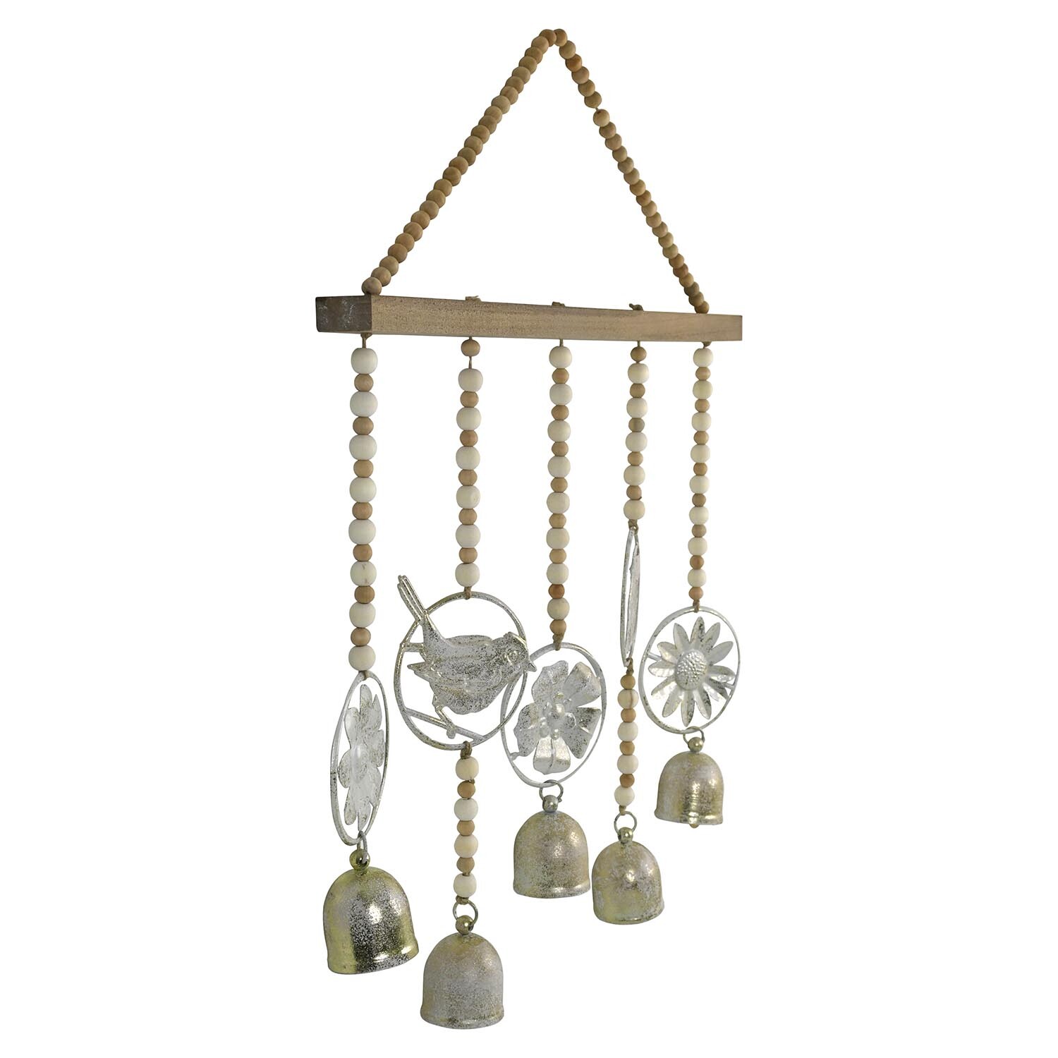 Vintage Effect Beaded Hanging Bells - Natural Image 2