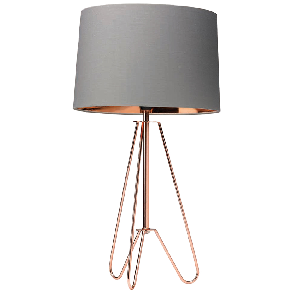 The Lighting and Interiors Copper and Grey Ziggy Tripod Table Lamp Image 1