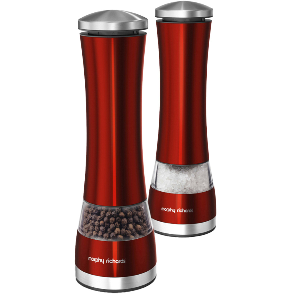 Morphy Richards Red Electronic Salt and Pepper Mill Image 1