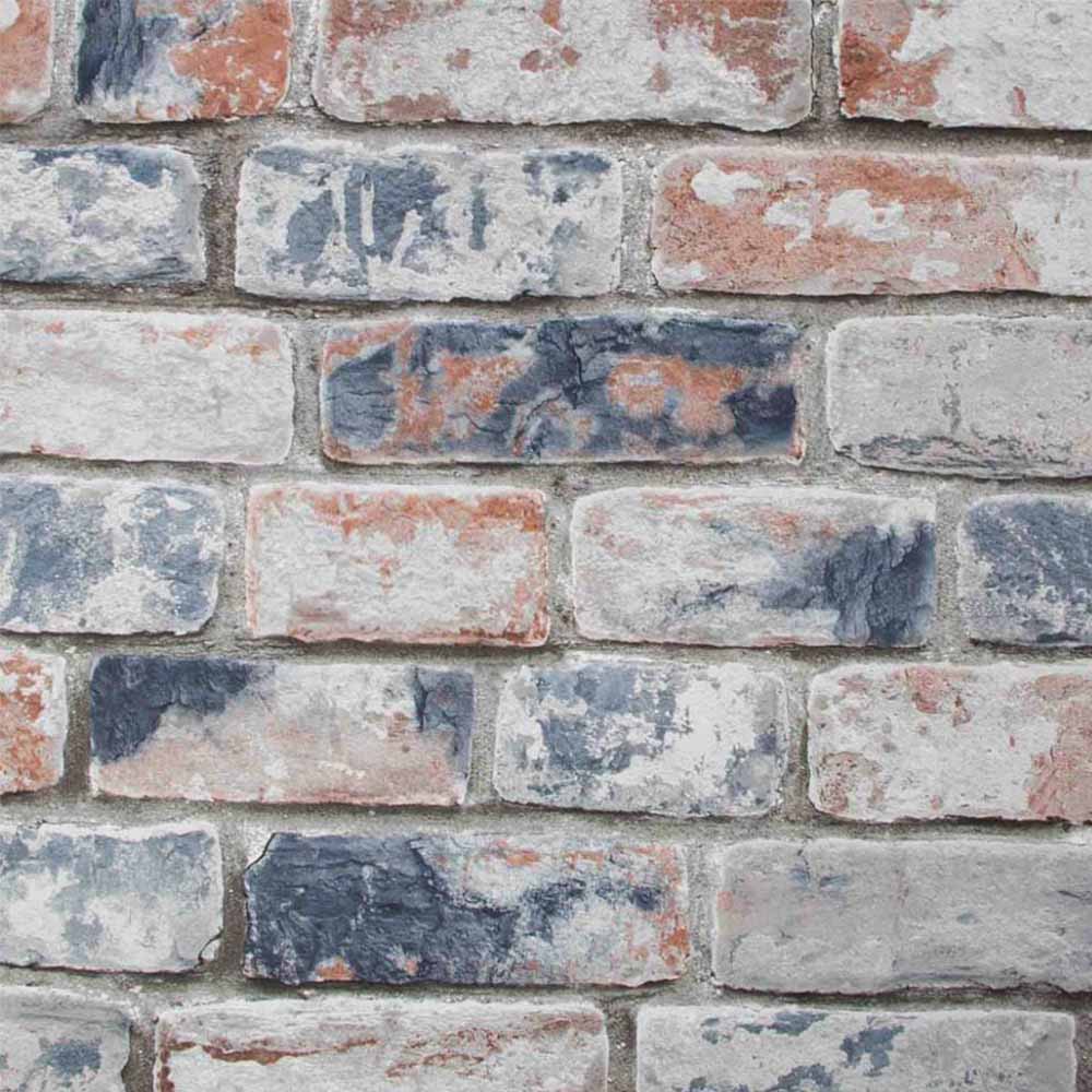 Fresco Distressed Brick Navy and Red Wallpaper Image 1