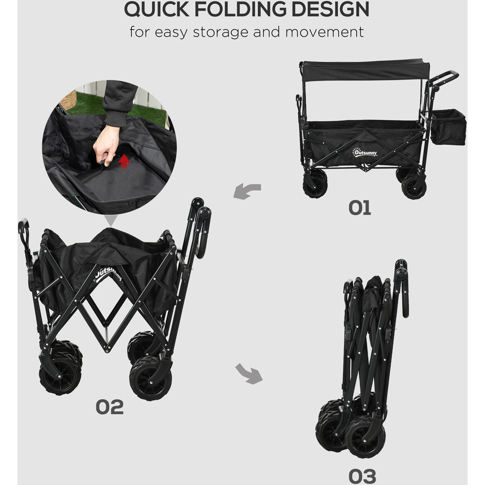 Outsunny Black Folding Trolley Cart Image 3