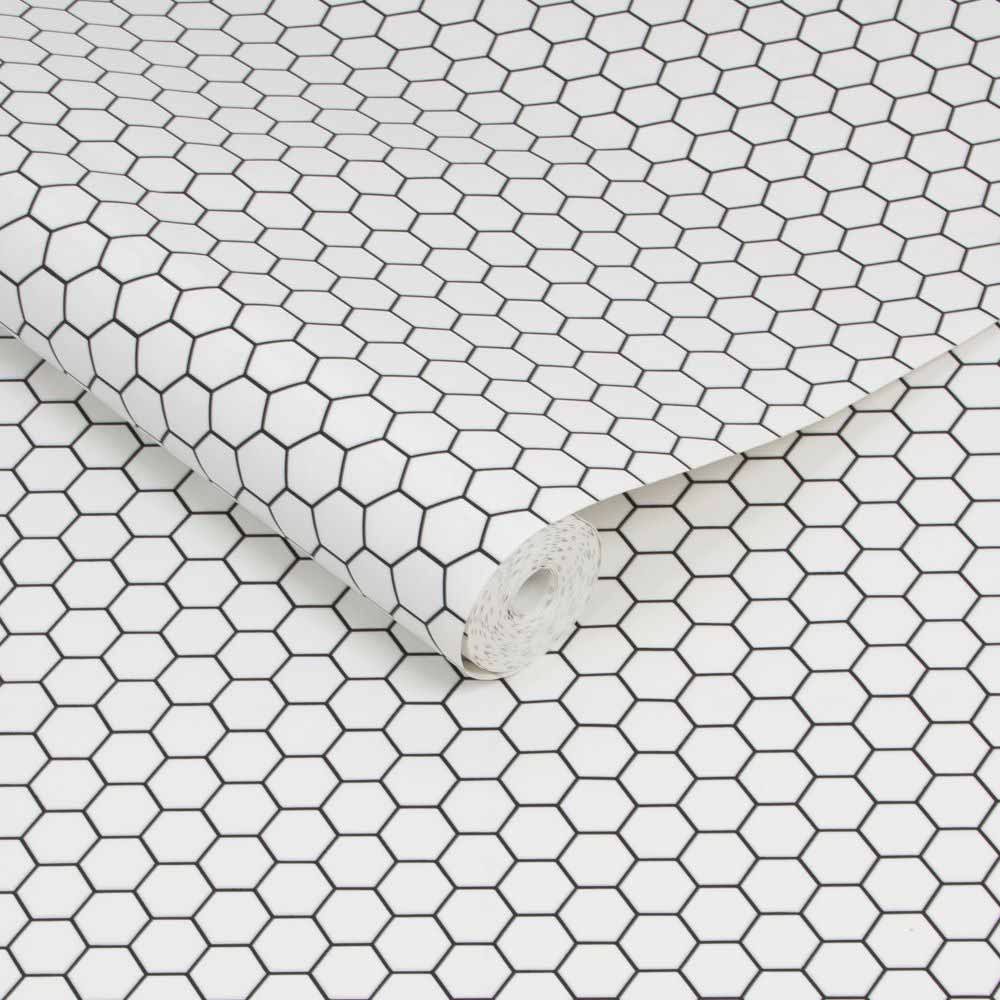 Contour Antibac Hexagon Lattice White Wallpaper Image 2