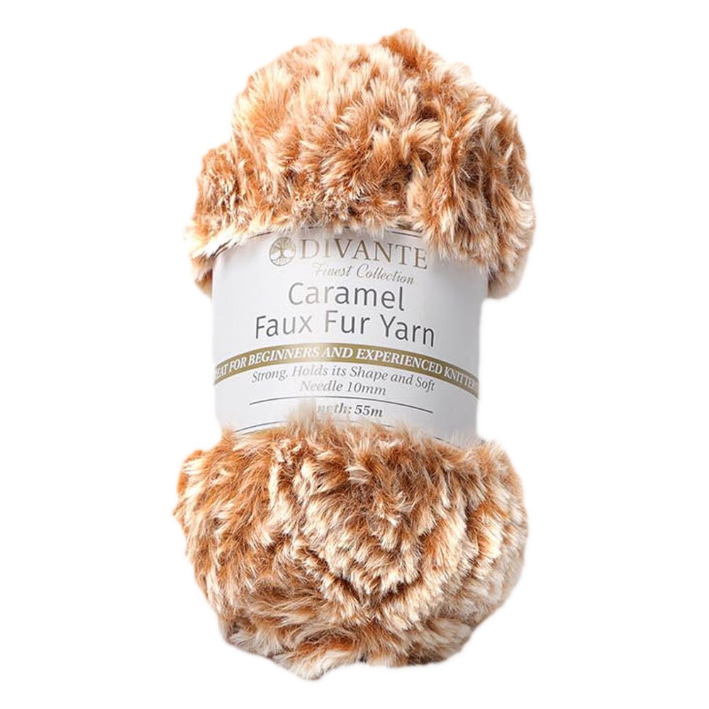 Faux Fur Fluffy Yarn - Caramel Image