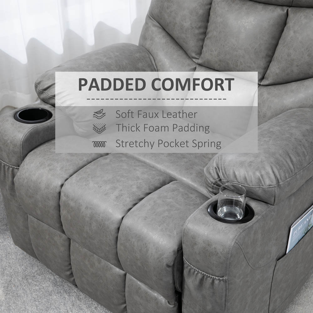 Portland Grey Faux Leather Recliner Armchair With Footrest Image 4