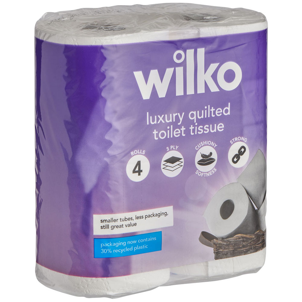 Wilko Luxury Quilted Toilet Tissue 4 Rolls 3 Ply     Image 2