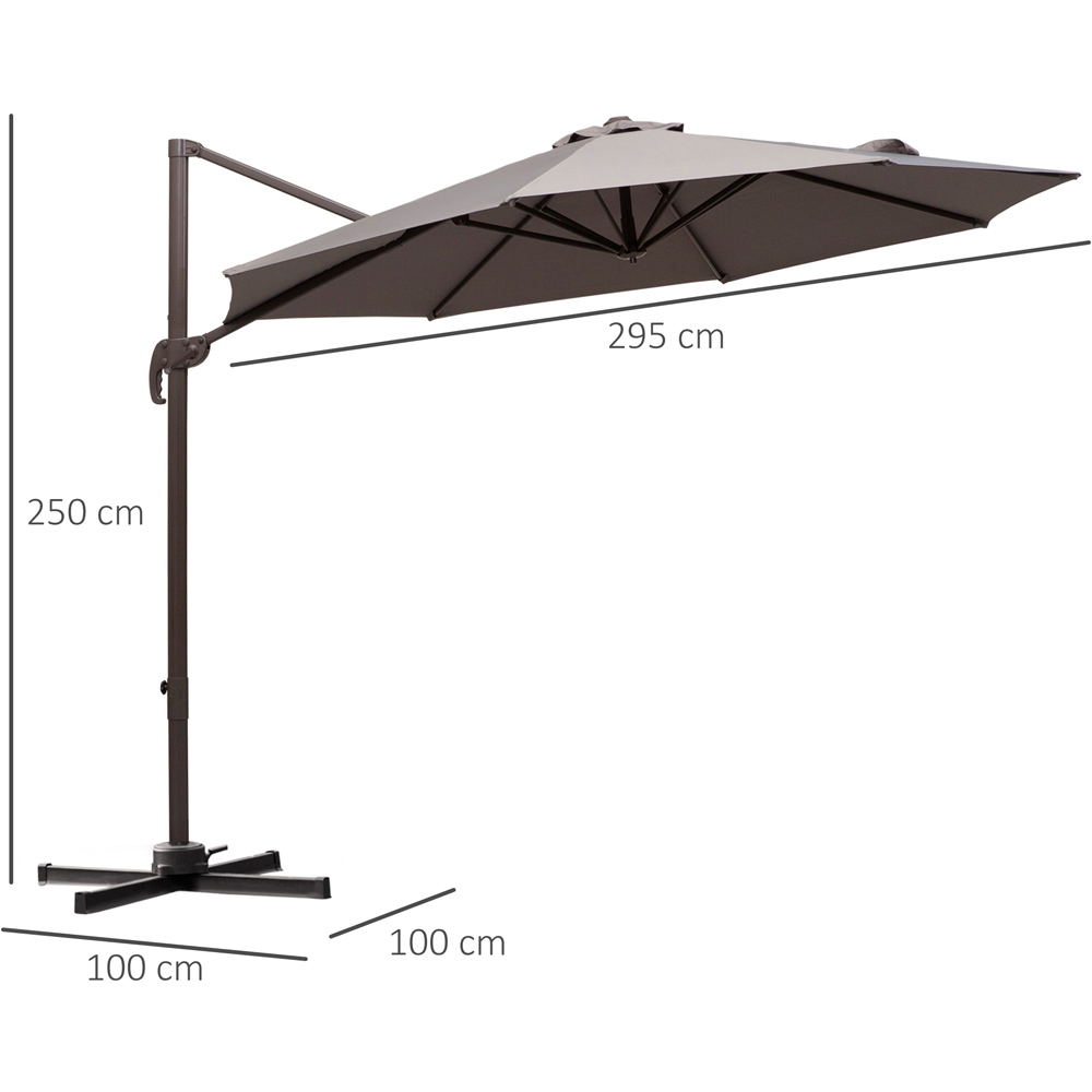 Outsunny Grey Crank and Tilt Rotating Cantilever Parasol with Cross Base 3m Image 7