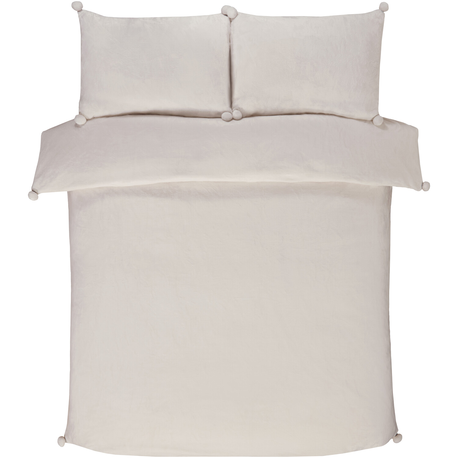 Pom Pom Fleece Duvet Cover and Pillowcase Set - Cream / Superking Image 3