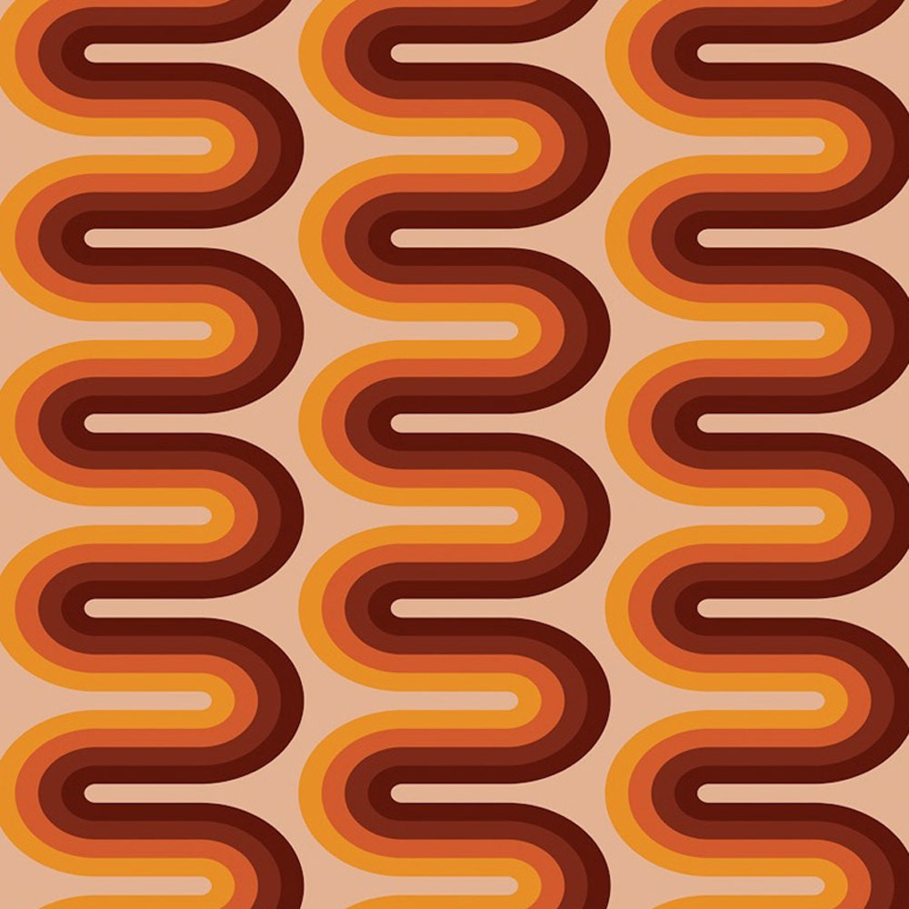 Bobbi Beck Eco Luxury Retro Wiggle Stripe Orange Wallpaper Image 1