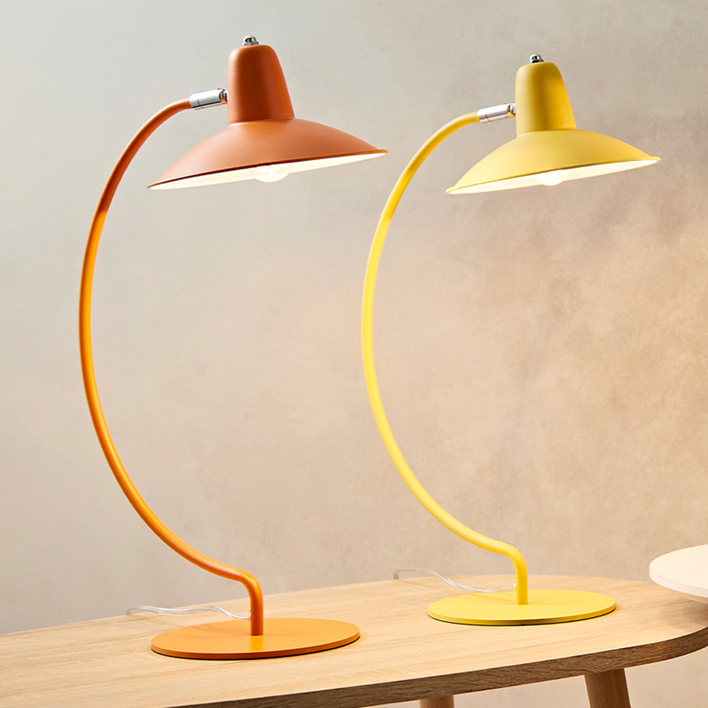 The Lighting and Interiors Yellow Charlie Curved Desk Lamp Image 2