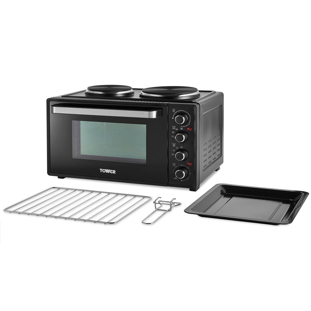 Tower T14044 Black Mini Oven with Hot Plates 32L Image 3
