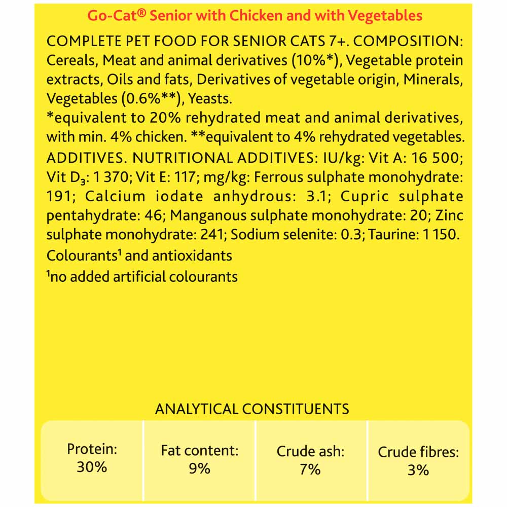 Go-Cat Senior Dry Cat Food Chicken Rice and Veg 2kg Image 5