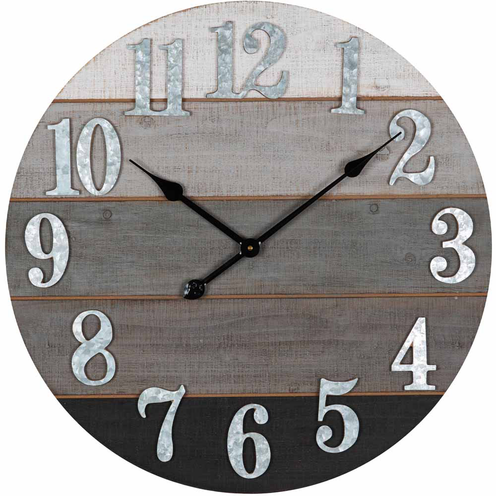 Hometime Wooden Wall Clock Grey 60cm Image