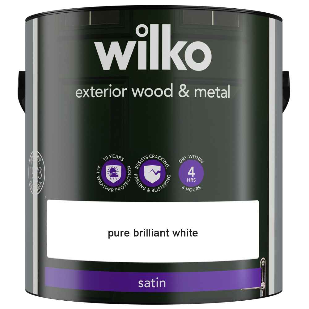Wilko Quick Dry Wood and Metal Pure Brilliant White Satin Paint 2.5L Image 2