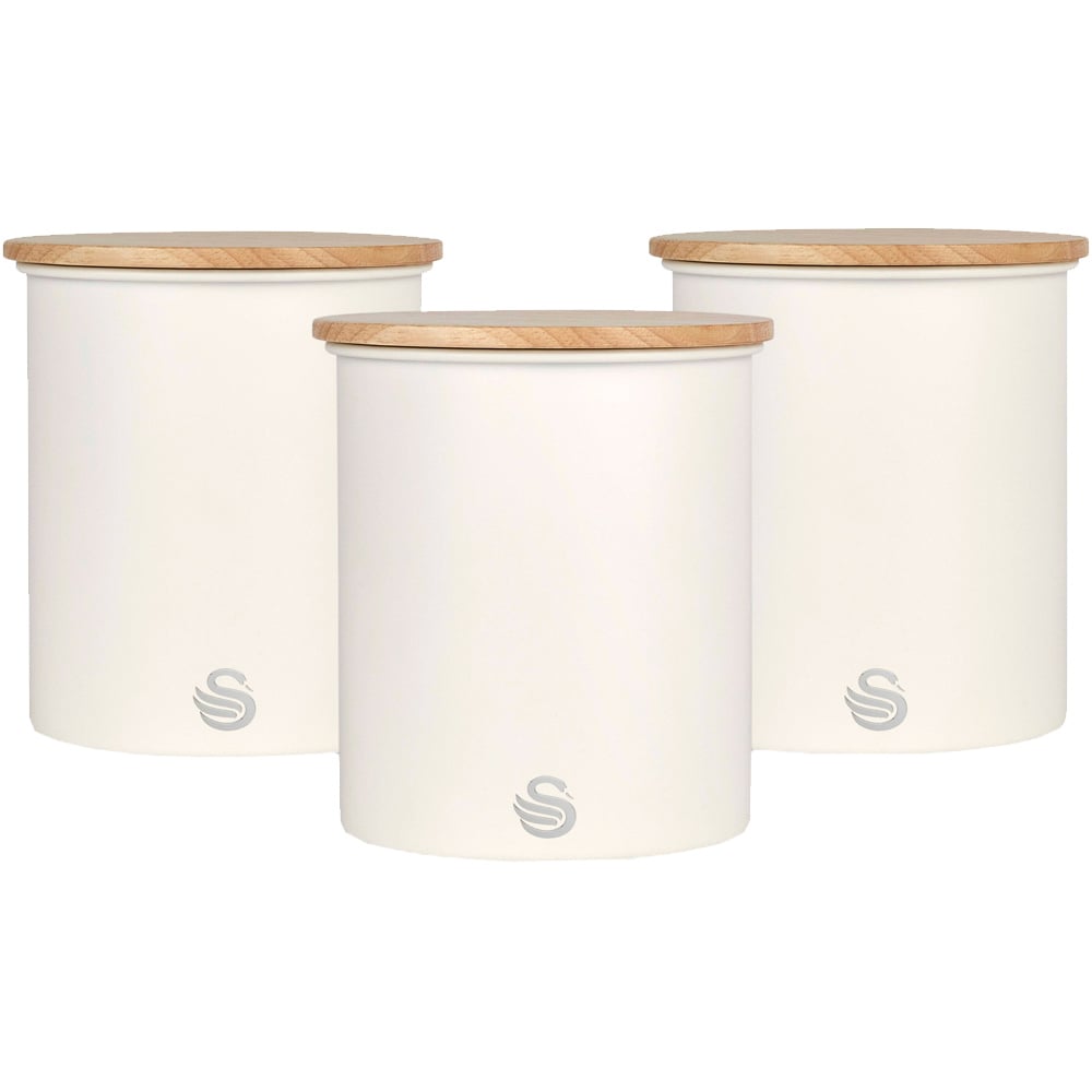 Swan 3 Piece Cotton White Canisters Image 1