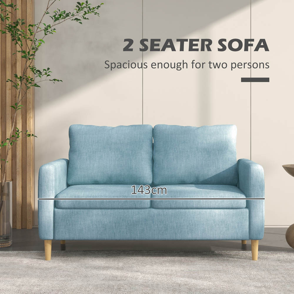 Portland 2 Seater Blue Linen Look Sofa Image 4