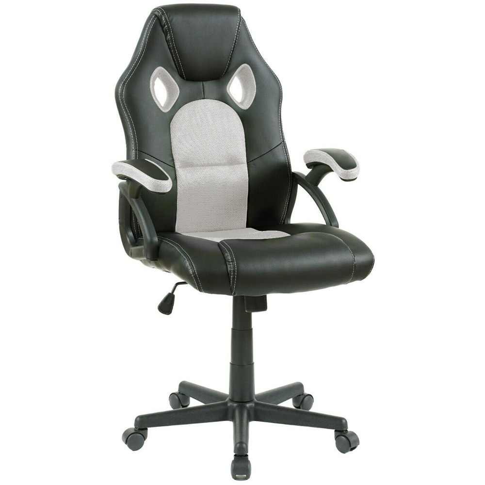 Neo White Faux Leather Swivel Race Office Chair Image 2