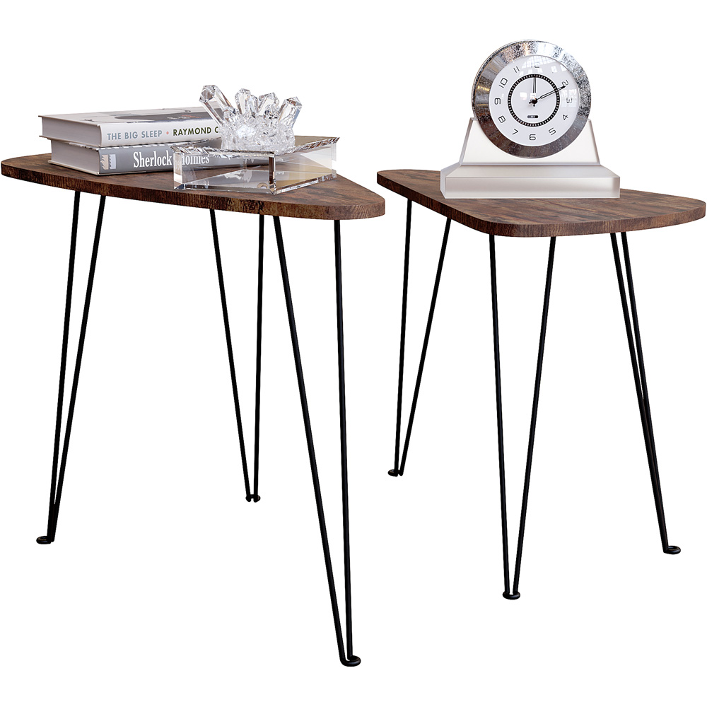 Vida Designs Brooklyn Dark Wood Nest of Oval Tables Set of 2 Image 2