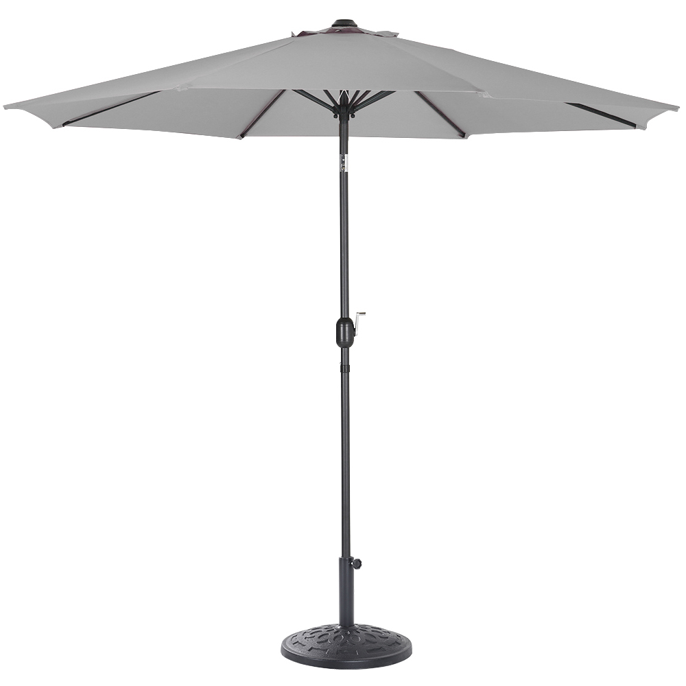 Living and Home Light Grey Round Crank and Tilt Parasol with Round Base 3m Image 4