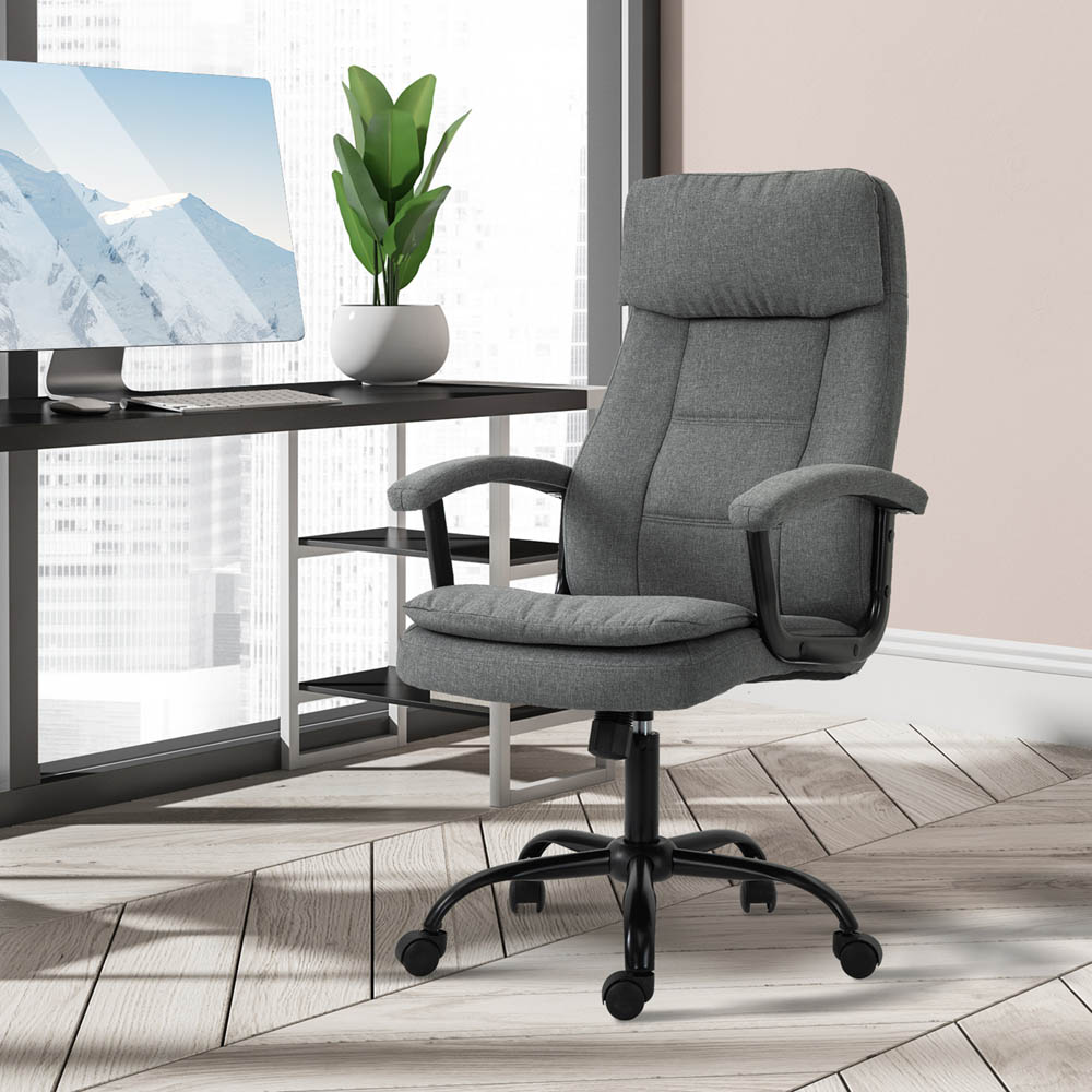 Portland Grey Linen Look Swivel Massage Office Chair Image 7