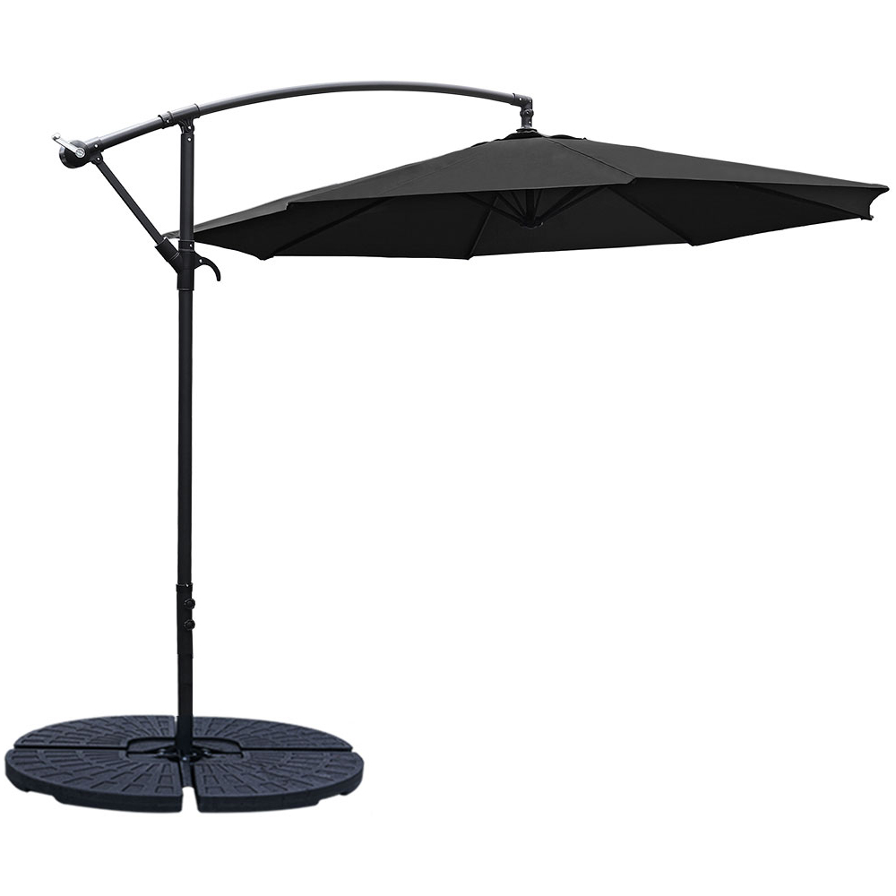 Living and Home Black Garden Cantilever Parasol with Round Base 3m Image 1
