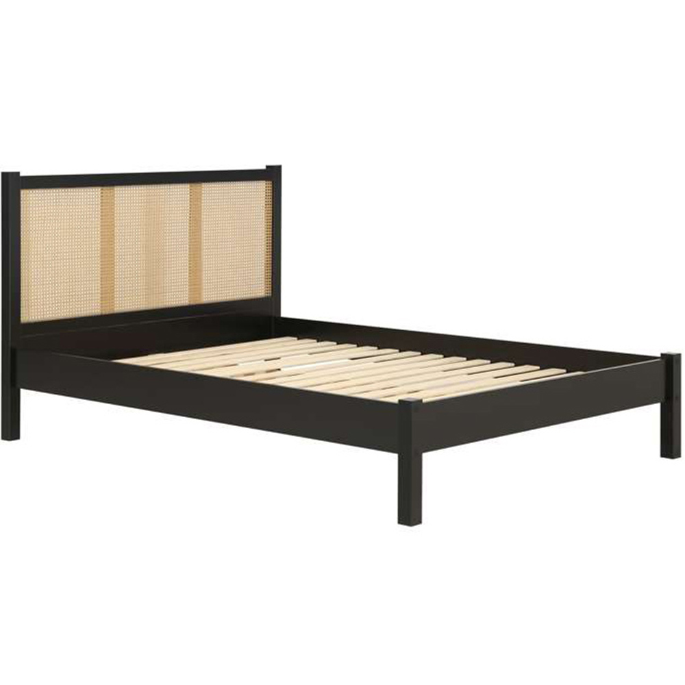 Croxley King Size Black and Oak Rattan Bed Image 2