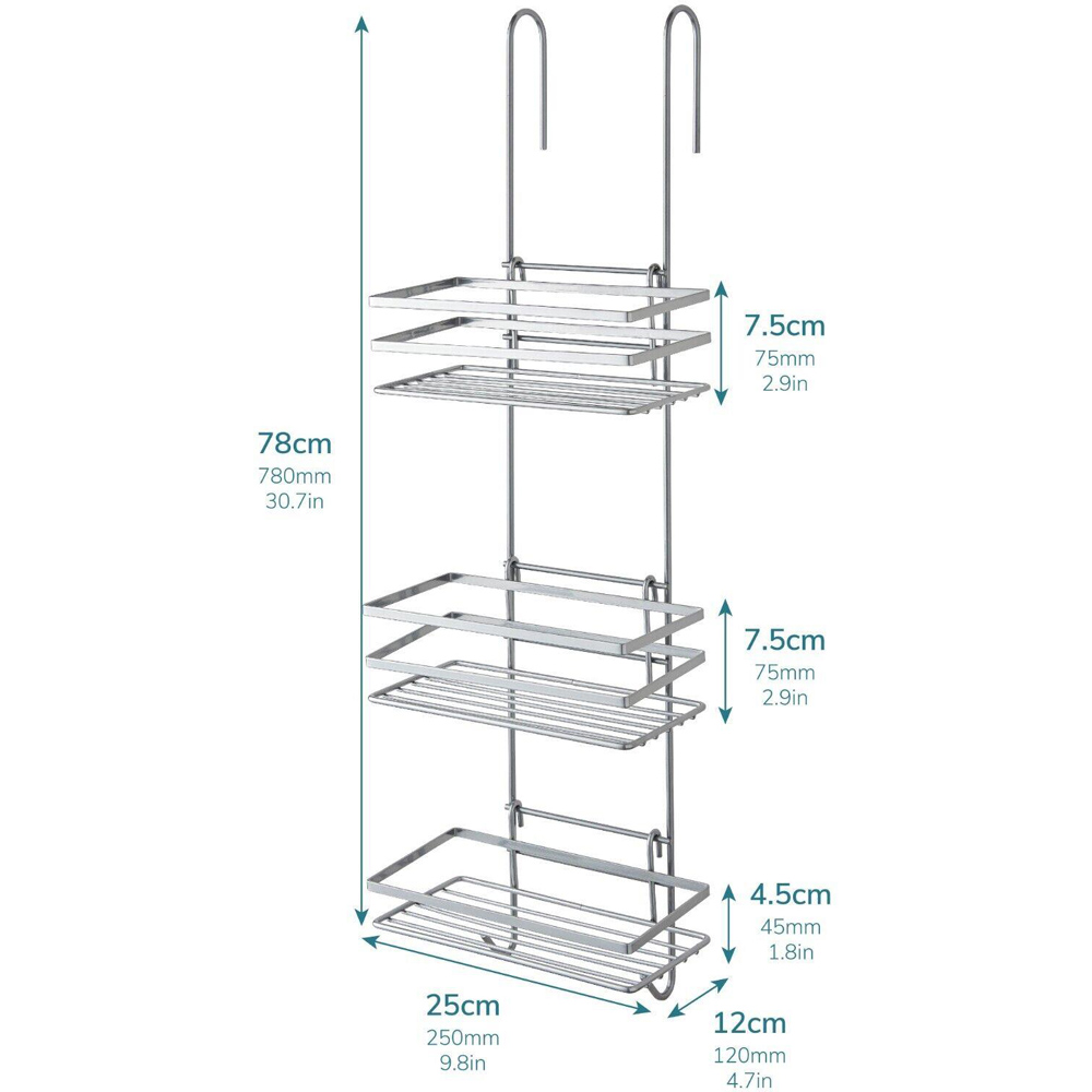 House of Home 3 Tier Silver Hanging Bathroom Caddy Image 4