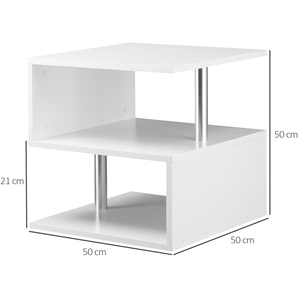 Portland 2 Shelf White S Shape Storage Coffee Side Table Image 8