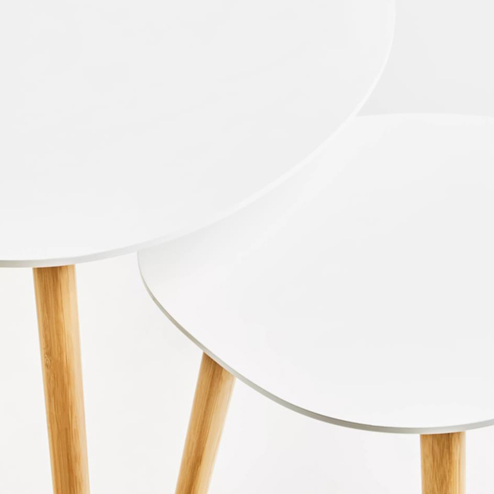 Interiors by Premier Nostra Gloss White and Natural Nest of Tables Set of 2 Image 6