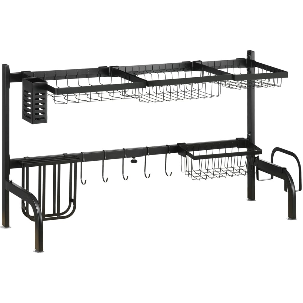 Portland Black 2 Tier Over the Sink Dish Drying Rack Image 1