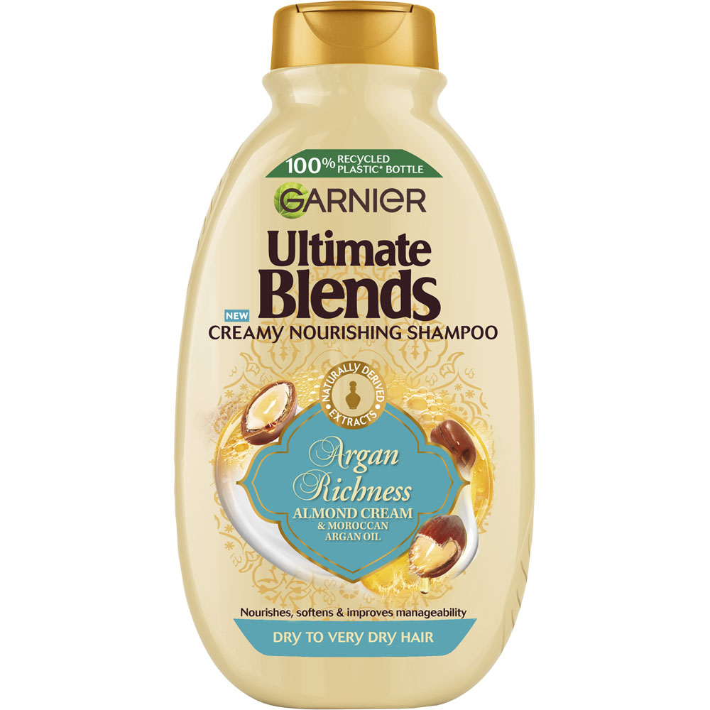 Garnier Ultimate Blends Argan Oil and Almond Cream Dry Hair Shampoo 400ml Image 1