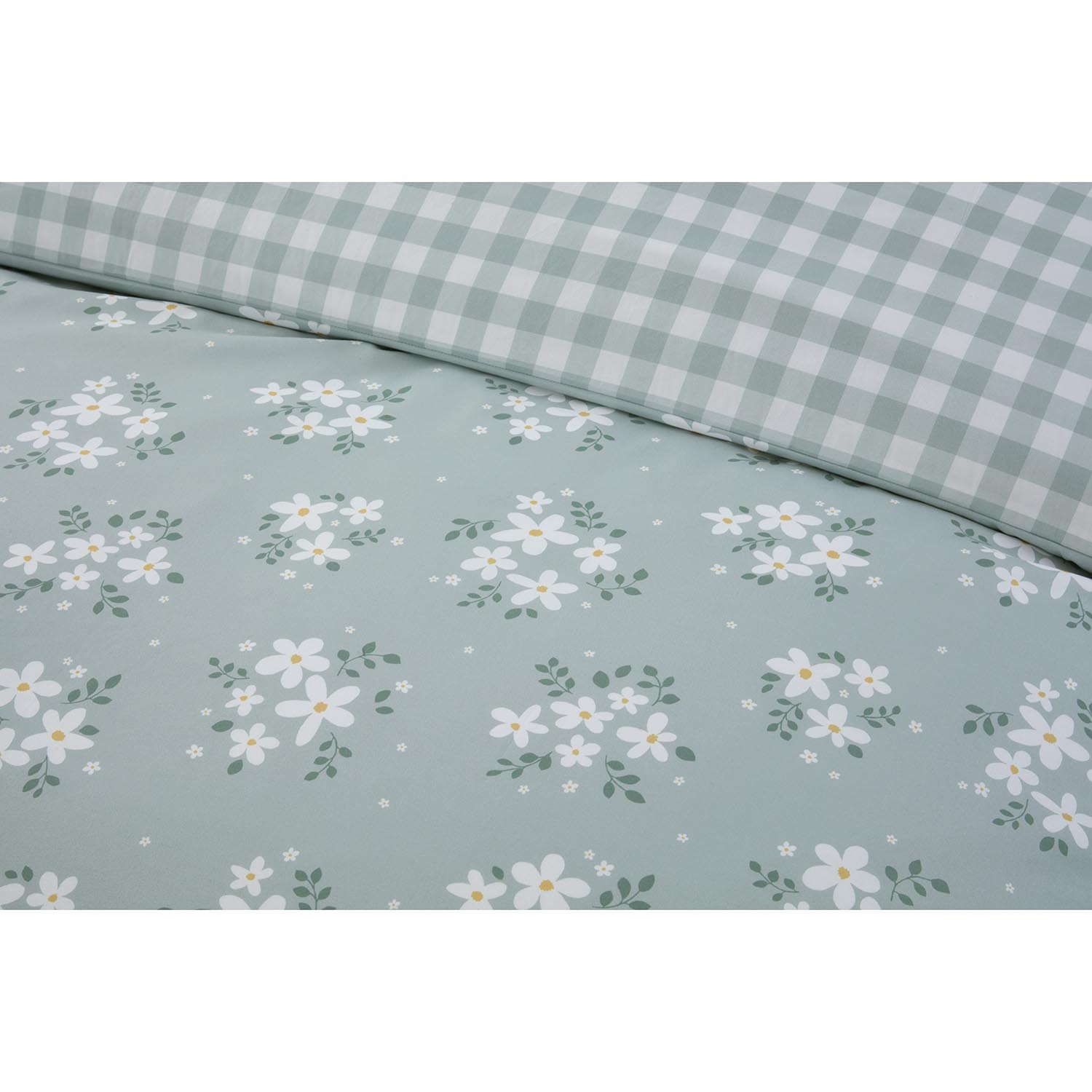 Daisy Duvet Cover and Pillowcase Set - Sage / Double Image 4