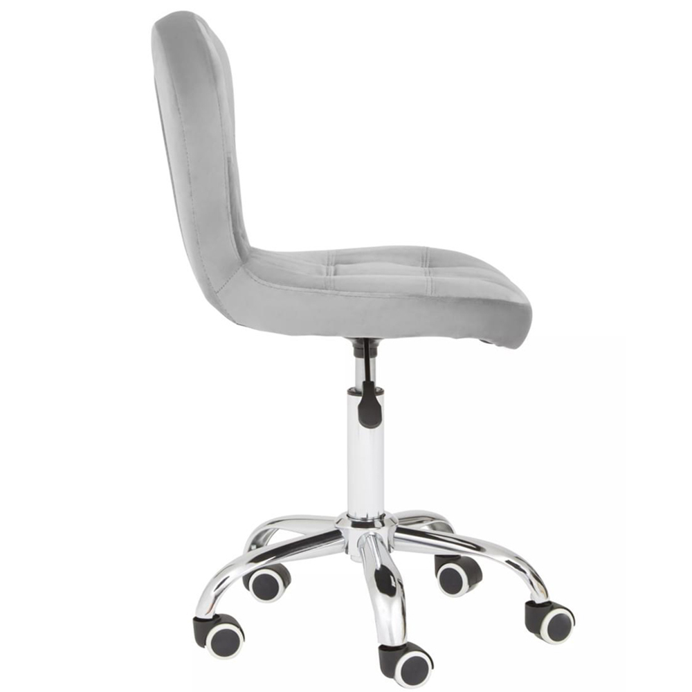 Premier Housewares Grey Velvet Buttoned Home Office Chair Image 4