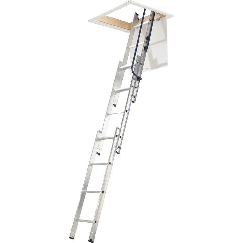 Werner 3 Section Easy Stow Aluminium Loft Ladder 2.13m Image 1