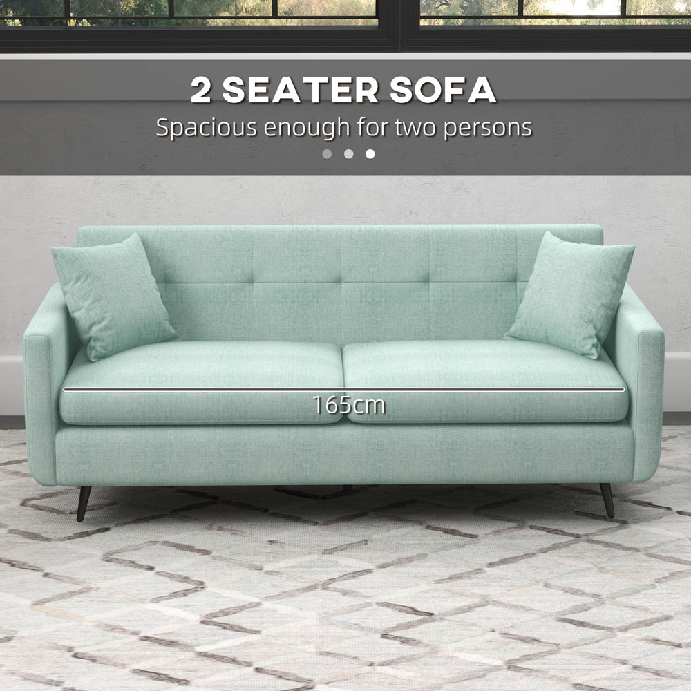 Portland 2 Seater Blue Tufted Loveseat Sofa Image 3