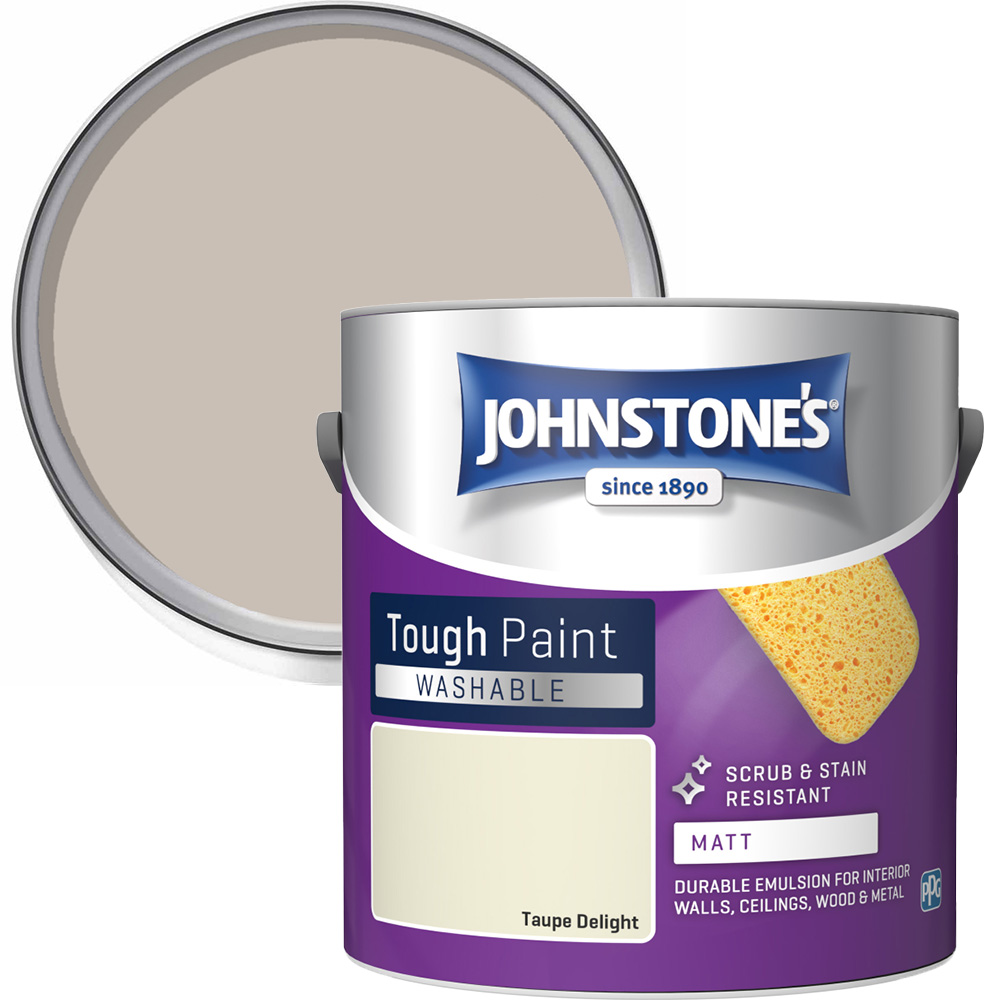 Johnstone's Washable Taupe Delight Matt Emulsion Paint 2.5L Image 1