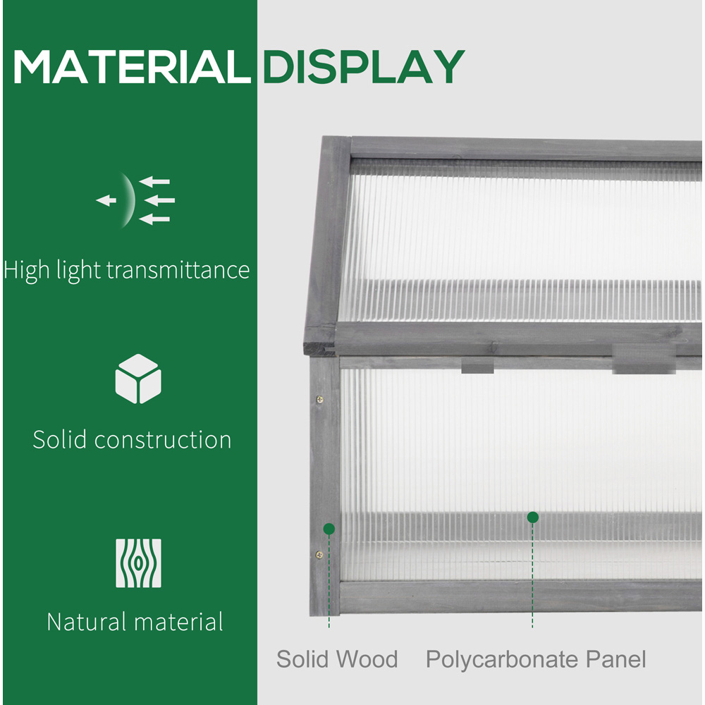 Outsunny Grey Wooden Polycarbonate Cold Frame Image 4