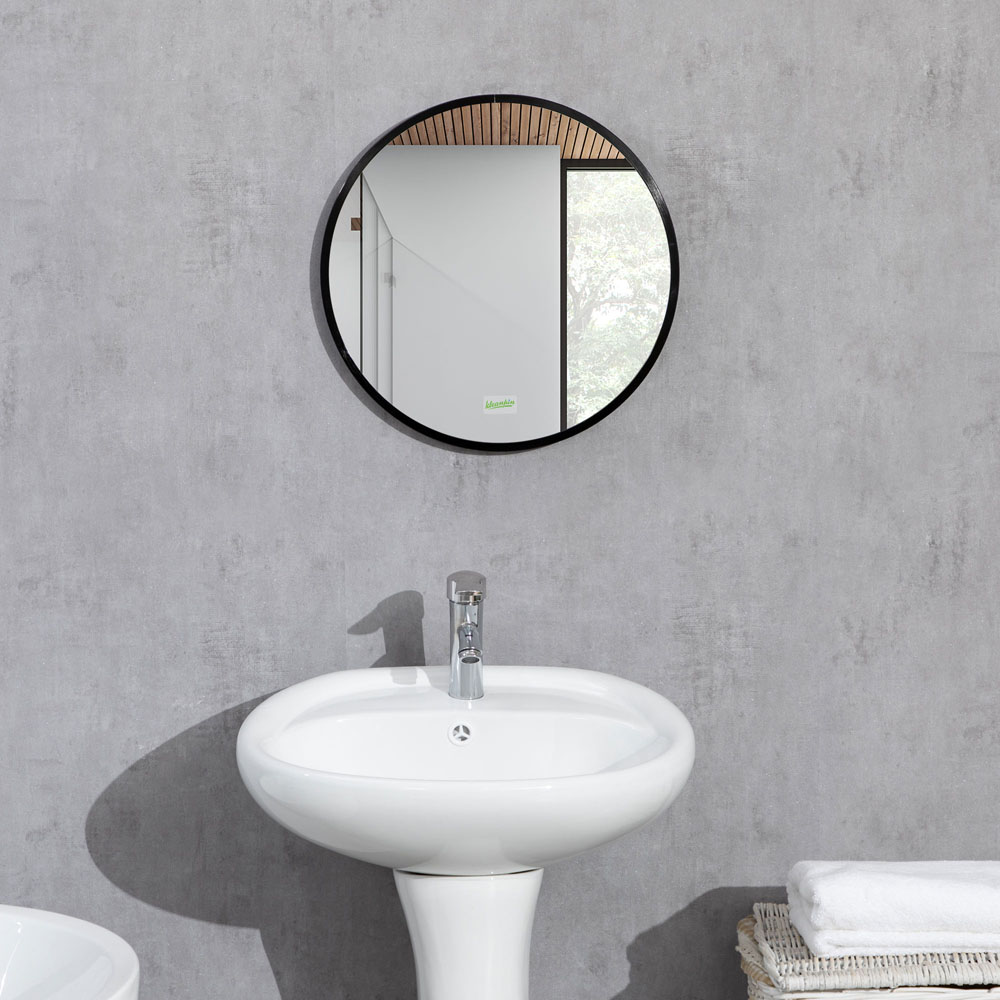 Kleankin Black Round Wall Mounted Bathroom Mirror Image 4