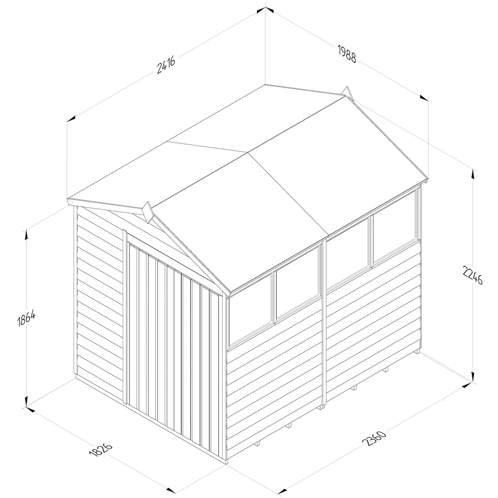 Forest Garden 4LIFE 6 x 8ft Double Door Apex Shed Image 9