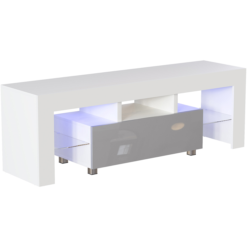 Vida Designs Luna Single Drawer White and Grey TV Unit with LED Image 2