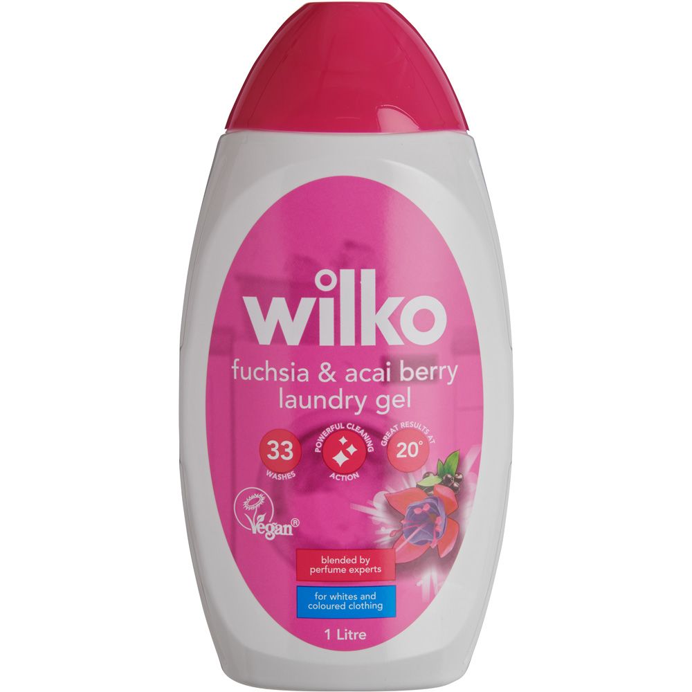 Wilko Biological Fuchsia and Acai Berry Laundry Gel 33 Washes 1L Image 1