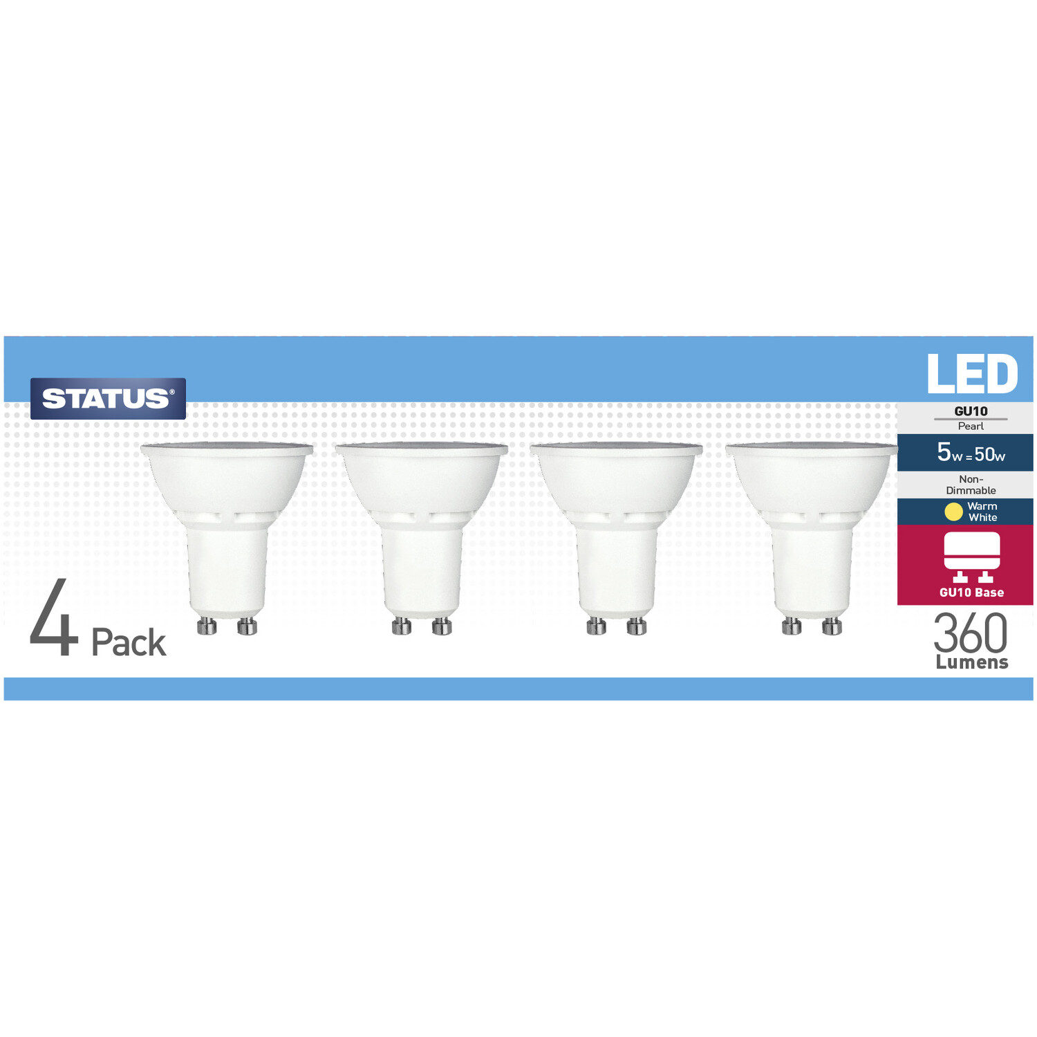 Status Gu10 LED 360 Lumens Light Bulb 4 Pack Image 1