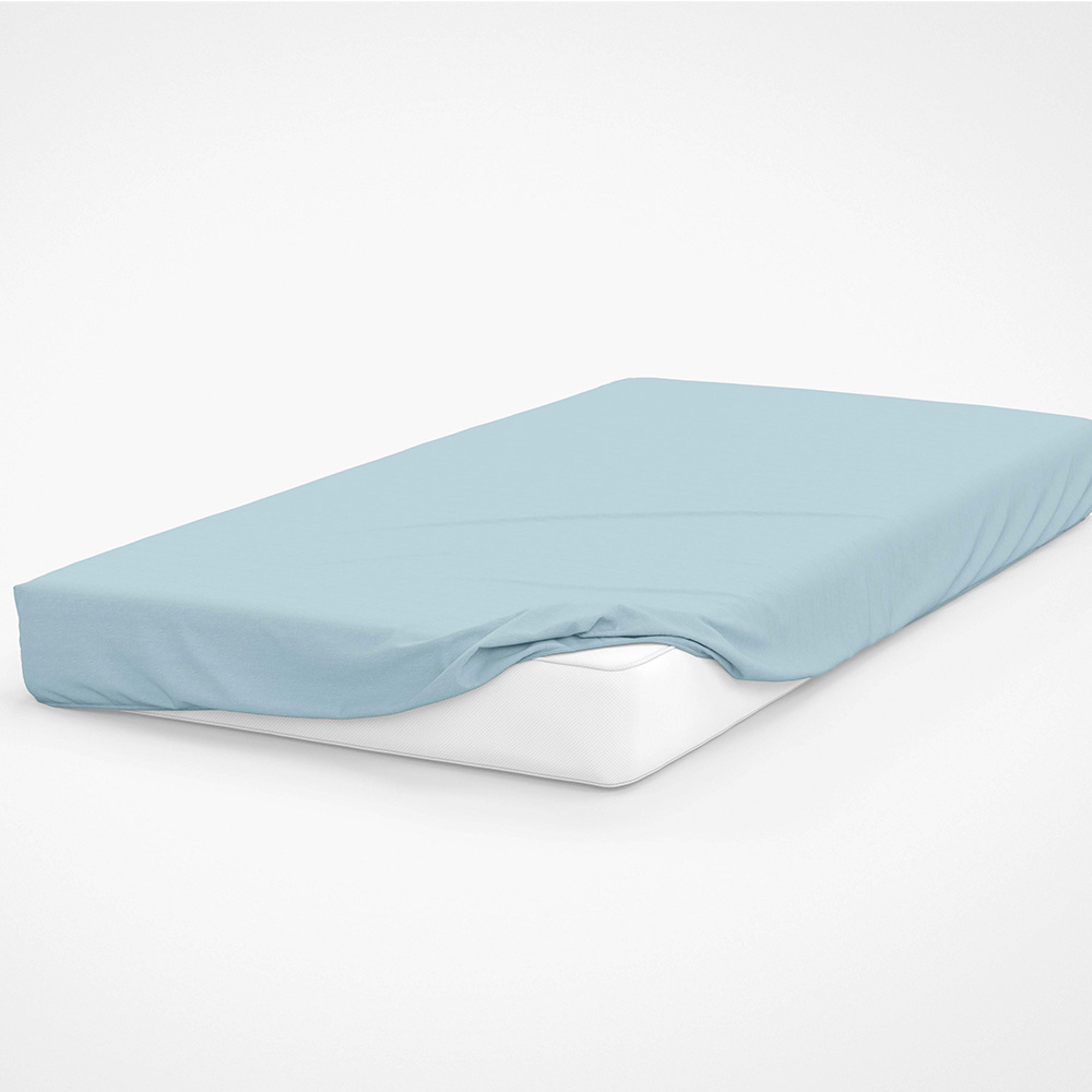 Serene Super King Size Blue Brushed Cotton Fitted Bed Sheet Image 2