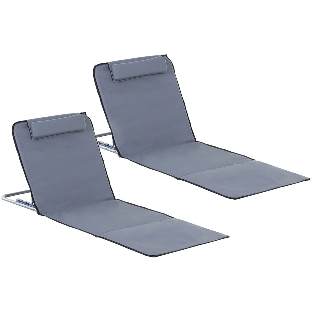 Outsunny Set of 2 Grey 5 Level Adjustable Folding Sun Lounger Image 2
