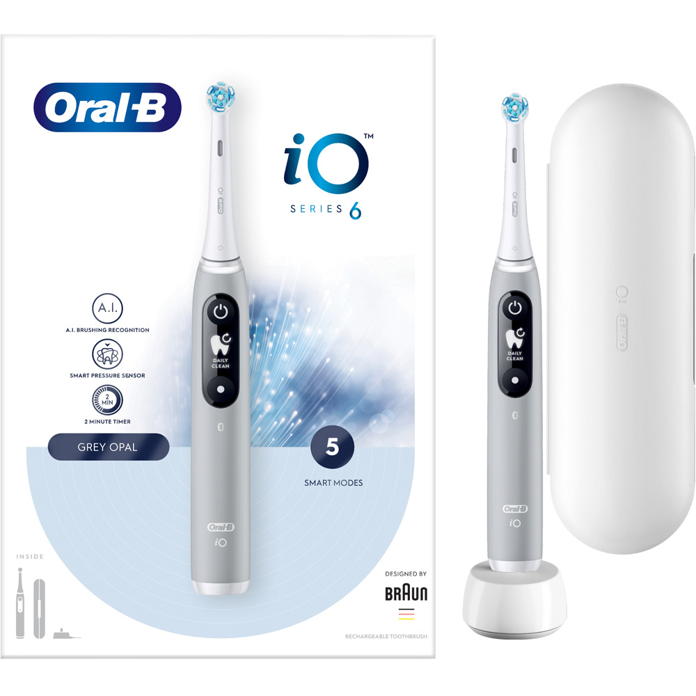 Oral-B iO Series 6 Grey Rechargeable Toothbrush Electric Toothbrush With Travel Case Image 4